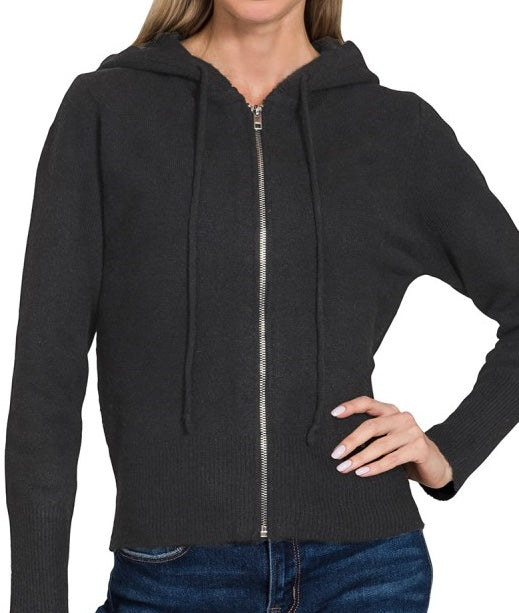 Black Zip Hoodie Sweater