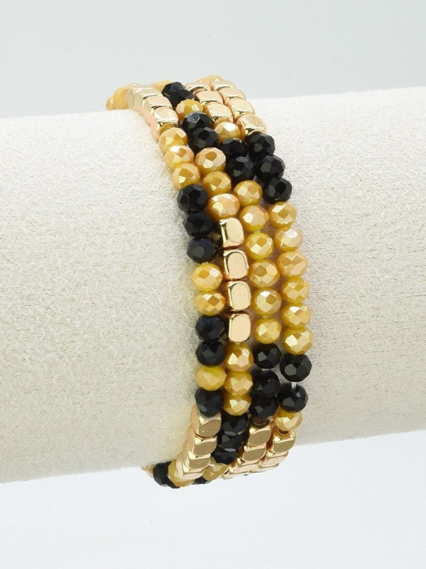 Black & Gold Bead Bracelet Set