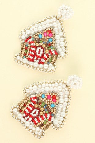 Gingerbread House Seed Bead Earrings