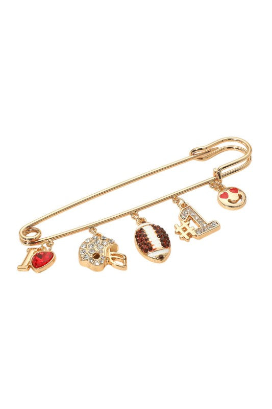 Football Theme Brooch Safety Pin