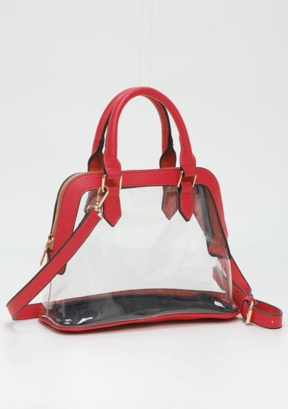 Red Clear Satchel Crossbody Bag