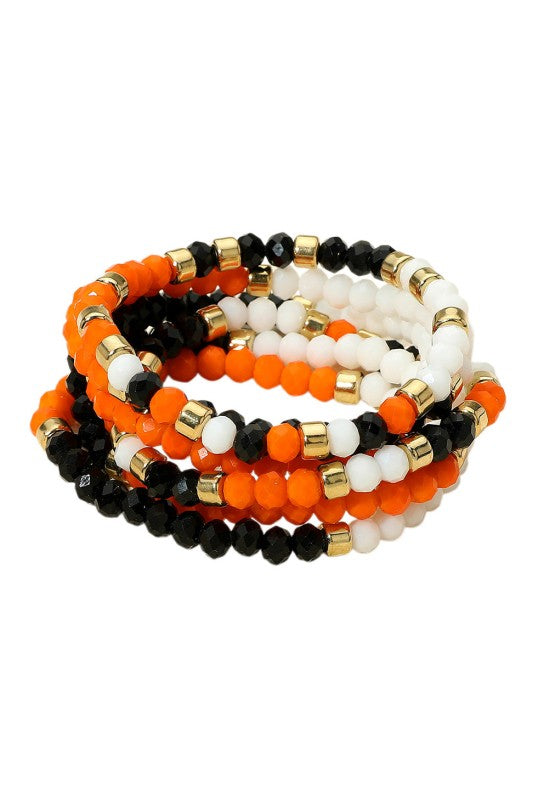 Halloween Orange, Black, & White Bracelet Stack