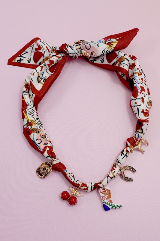 Western Scarf Necklace w/ Charms