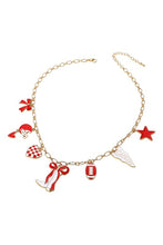 Load image into Gallery viewer, Red &amp; White Football Game Day Necklace
