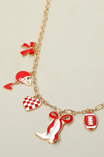 Load image into Gallery viewer, Red &amp; White Football Game Day Necklace
