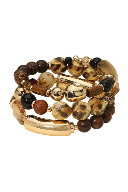 Animal Print Multi-Bead Coil Bracelet