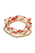 Load image into Gallery viewer, Red &amp; Gold 7-Piece Bracelet Set
