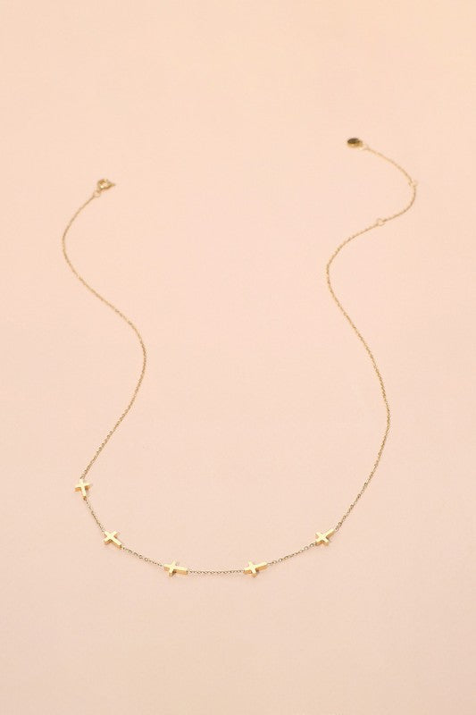 Gold Multiple Small Cross Necklace