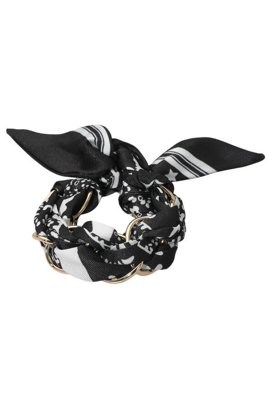 Bandana Scarf & Metal Interlocking Bracelet