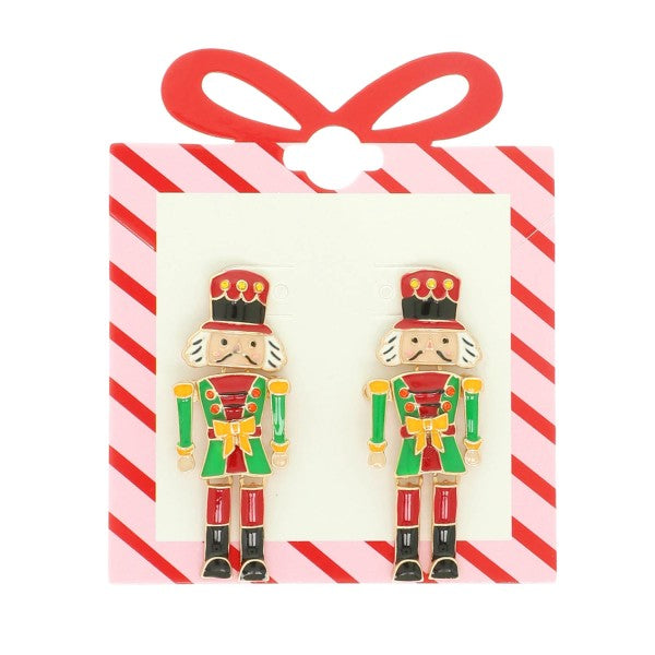 Green & Red Nutcracker Dangle Earrings