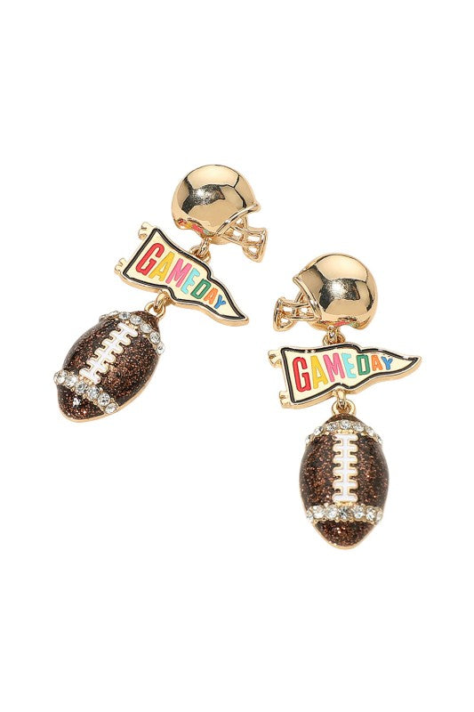 Game Day Football Hemet Sparkly Earrings