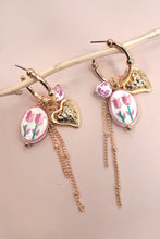 Load image into Gallery viewer, Floral Charm Hoop Earrings
