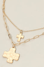 Load image into Gallery viewer, Gold Double Layer Cross Pendants Necklace
