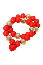 Load image into Gallery viewer, Valentine 2-Strand Bracelet Set w/ Heart Charm
