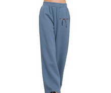 Load image into Gallery viewer, Dusty Blue Bow Sweatshirt &amp; Sweatpants Set
