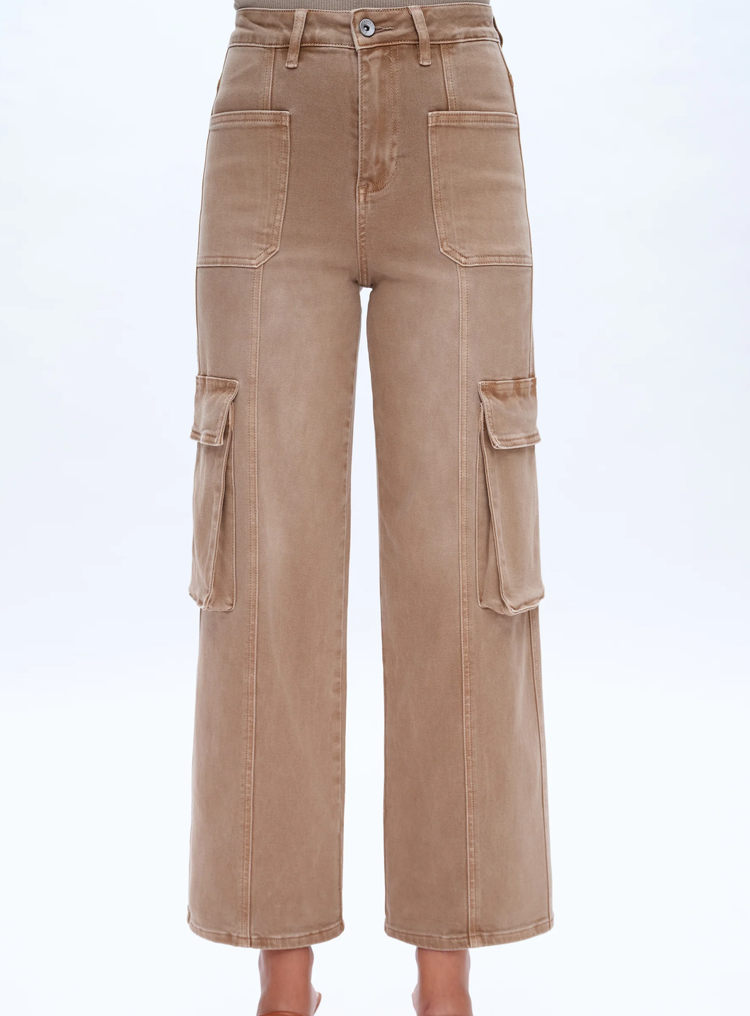 Vintage Khaki Cargo-Style Jeans