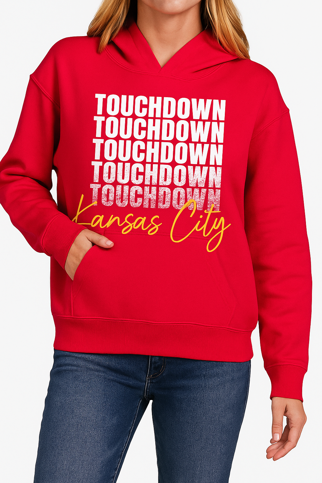 Red Touchdown Kansas City Hoodie Sweatshirt