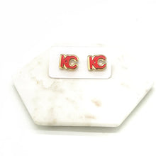 Load image into Gallery viewer, Red &amp; Gold KC Post Earrings
