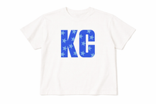 Load image into Gallery viewer, White Crop Tee w/ Blue Stars KC Image
