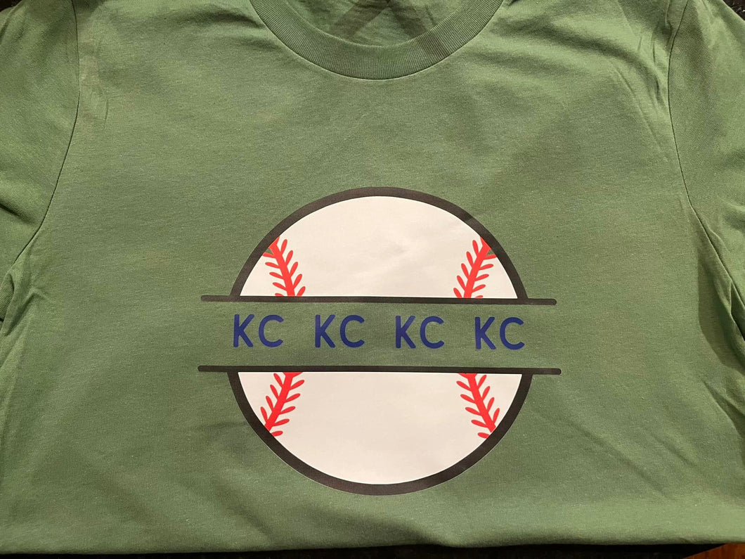 KC KC KC Green Baseball T-Shirt