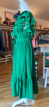 Load image into Gallery viewer, Green Ruffled Edge Sleeveless Dress
