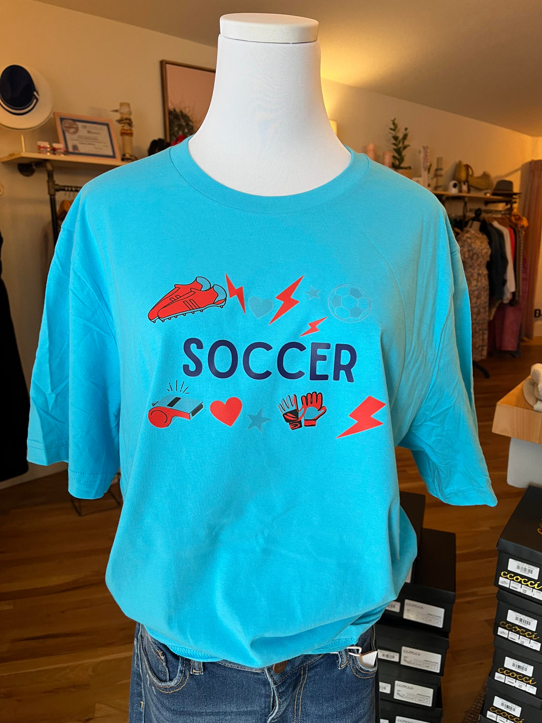 Blue Soccer Images T-Shirt