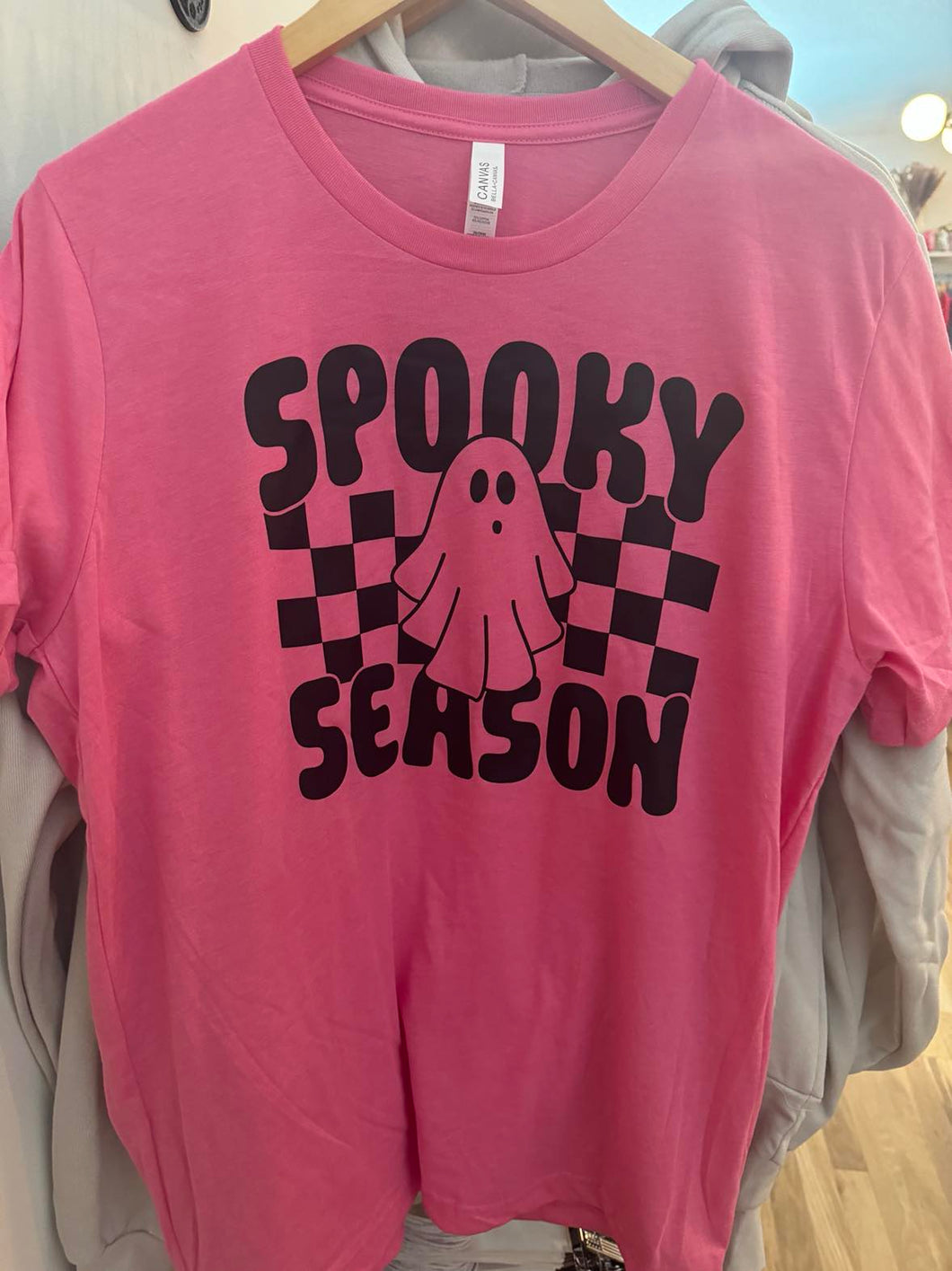 Hot Pink Ghost Spooky Season Pink T-Shirt