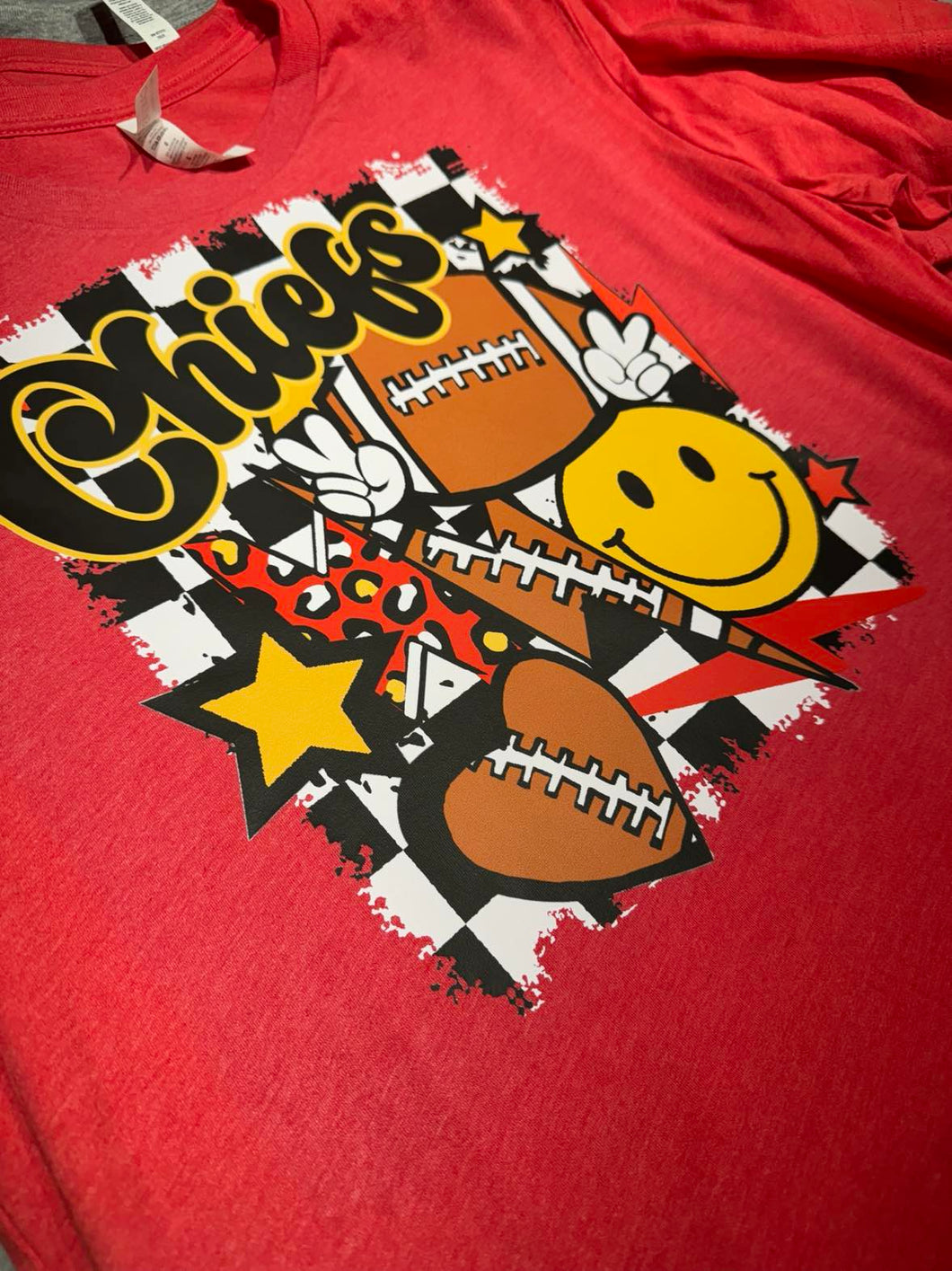 Red Chiefs' Football Checker Print T-Shirt