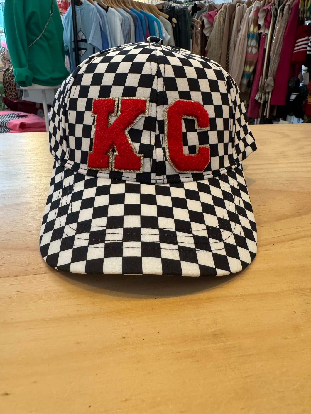 B&W All Checkered Hat w/ KC Patches