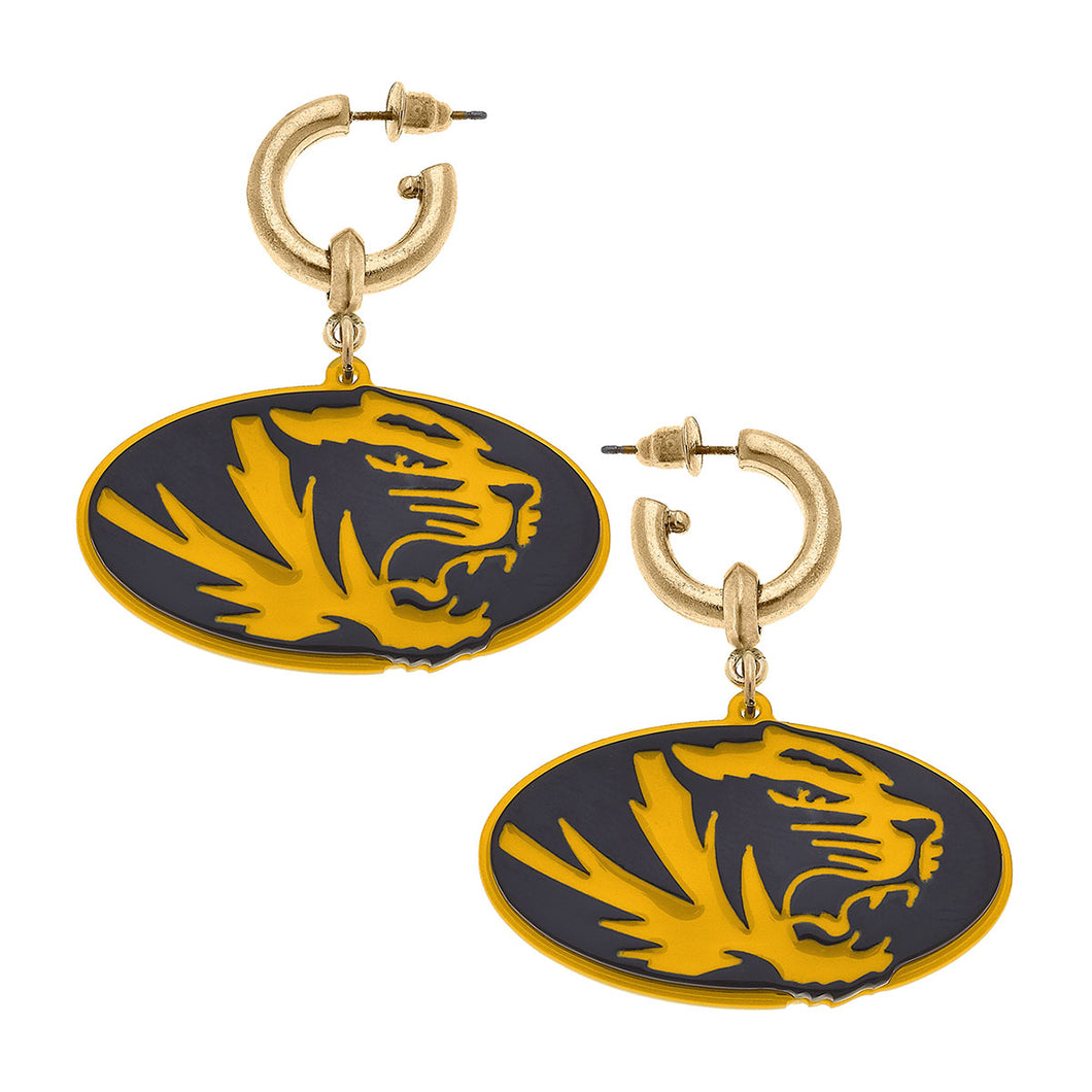 Missouri Tigers Logo Resin Drop Earrings