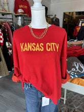 Load image into Gallery viewer, STYLE HOUSE Exclusive Red &amp; Yellow Kansas City Sweater w/Football on Back
