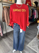 Load image into Gallery viewer, STYLE HOUSE Exclusive Red &amp; Yellow Kansas City Sweater w/Football on Back
