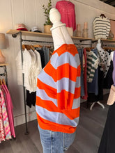 Load image into Gallery viewer, Orange &amp; Lavender Stripe Short Sleeve Sweater
