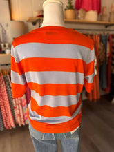Load image into Gallery viewer, Orange &amp; Lavender Stripe Short Sleeve Sweater
