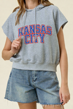 Load image into Gallery viewer, Red, White, &amp; Blue Kansas City Gray Sleeveless Hoodie

