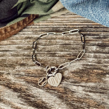 Load image into Gallery viewer, Baseball &amp; Love Charm Stainless Steel Link Bracelet
