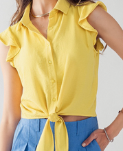 Load image into Gallery viewer, Yellow Ruffle Sleeve Front Tie
