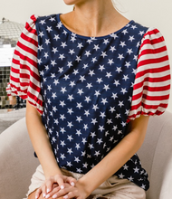 Load image into Gallery viewer, Stars &amp; Stripes Puff Sleeves
