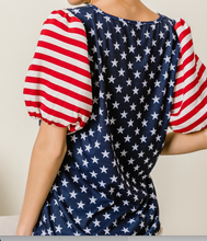 Load image into Gallery viewer, Stars &amp; Stripes Puff Sleeves
