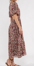 Load image into Gallery viewer, Brown Floral Open Back Dress
