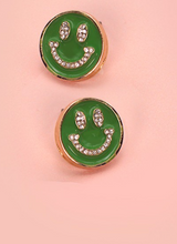 Load image into Gallery viewer, Green Smiley Face Post Earring

