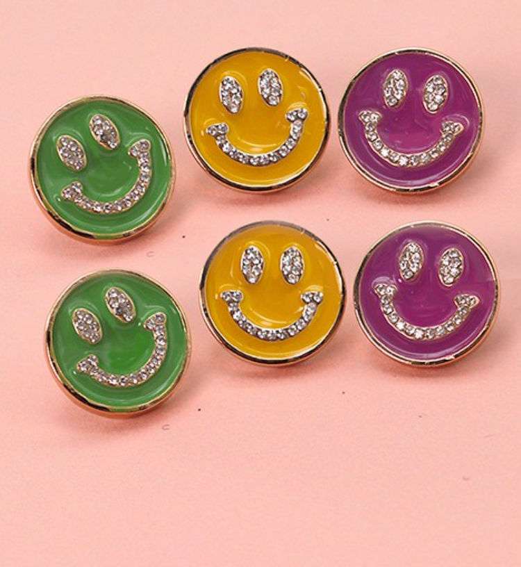 Green Smiley Face Post Earring