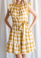 Load image into Gallery viewer, Mustard Gingham Dress
