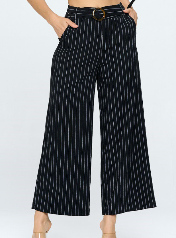Black Stripe Corduroy Flare Pants