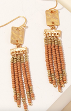 Load image into Gallery viewer, Beaded Bar Fringe Earrings
