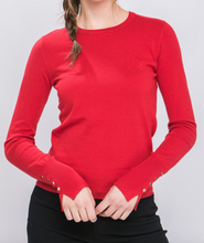 Load image into Gallery viewer, Long Sleeve Knit Sweater w/ Button Detail
