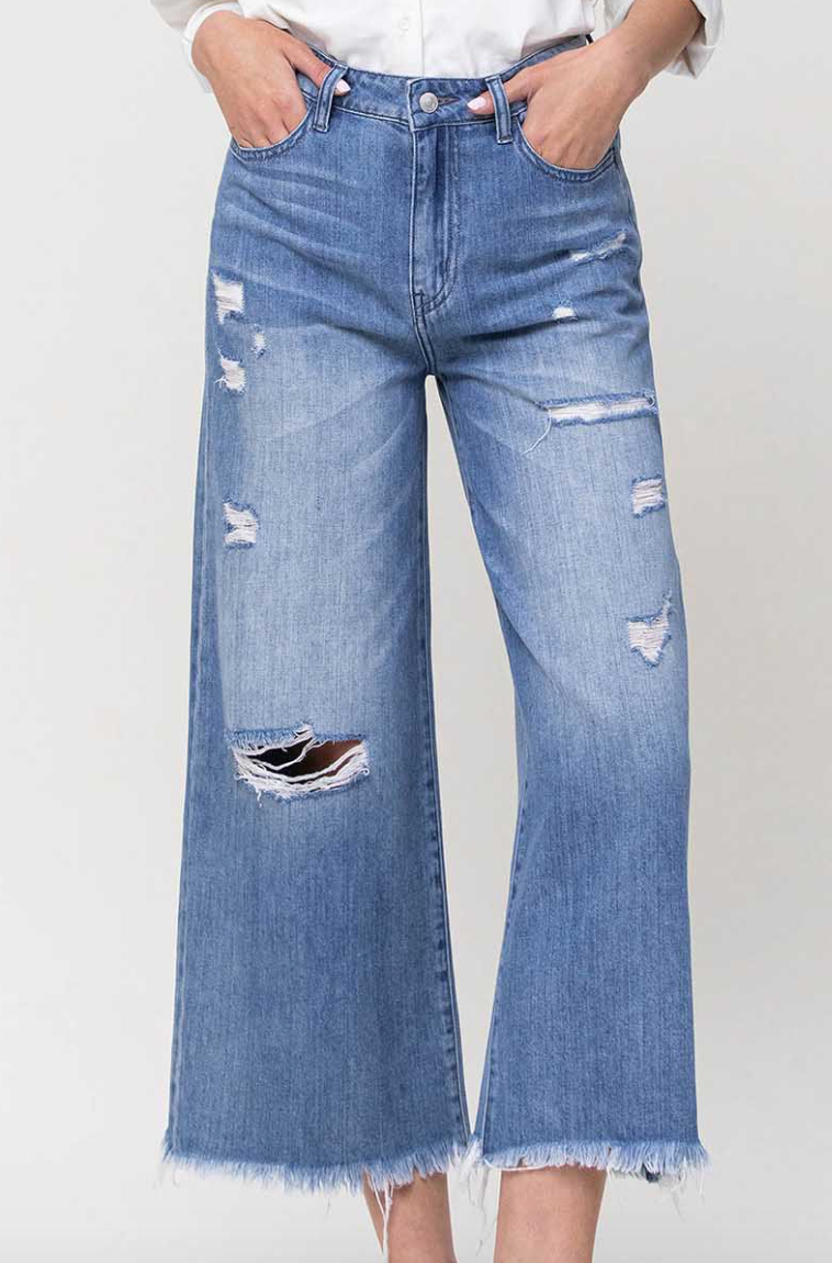 Wide Leg Distressed Jeans