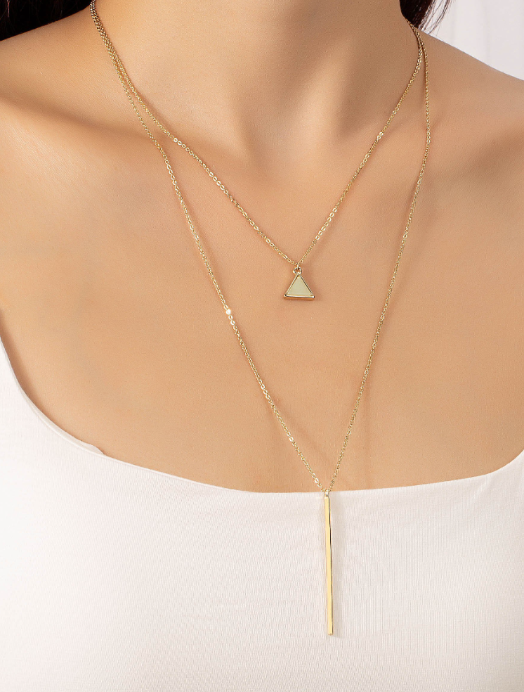 2 Layer Triangle & Stick Pendant Necklace