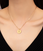 Load image into Gallery viewer, Gold Disk Initial Capital Letter Necklaces
