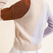 Load image into Gallery viewer, Lilac, Brown, Cream Color Block Sweater
